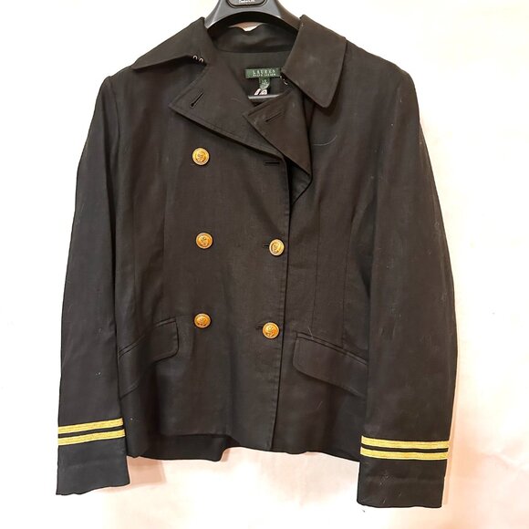 Lauren Ralph Lauren Jackets & Blazers - Ralph Lauren Brass Blazer Black Cotten Size Large VTG Jacket Sport Coat